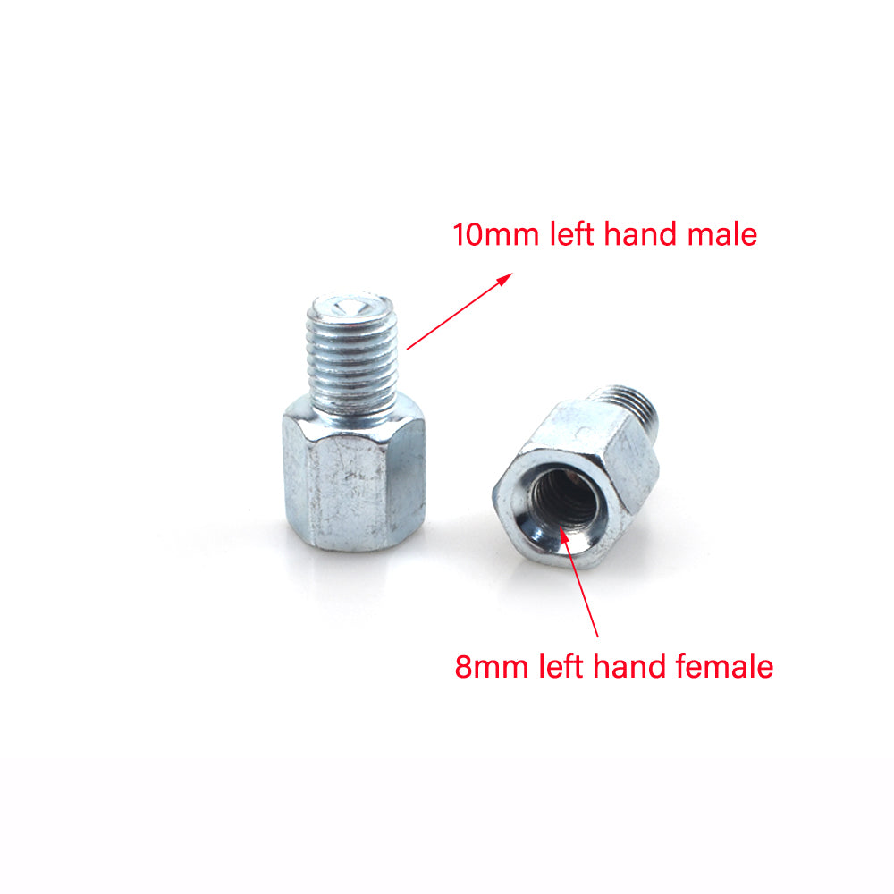 2 x Thread Reducer Motorcycle Mirror Adapters Left 10 mm to Left 8 mm - Silver