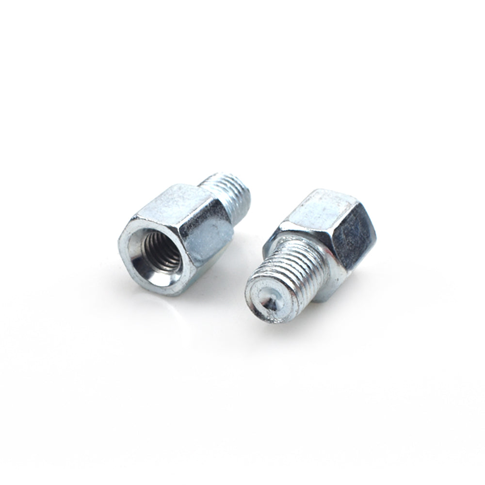 2 x Thread Reducer Motorcycle Mirror Adapters Left 10 mm to Left 8 mm - Silver
