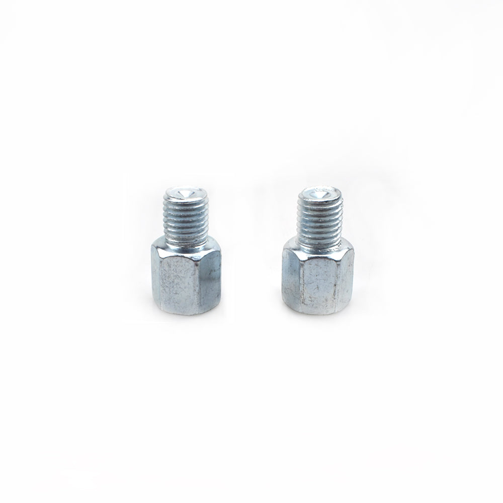 2 x Thread Reducer Motorcycle Mirror Adapters Right 10 mm to Left 8 mm - Silver