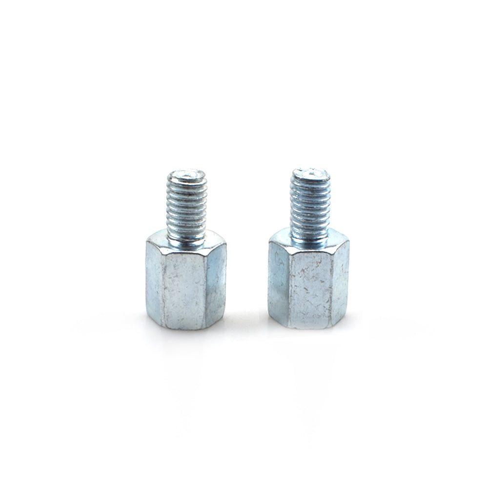 2 x Thread Reducer Motorcycle Mirror Adapters Left 8 mm to Right 8 mm - Silver
