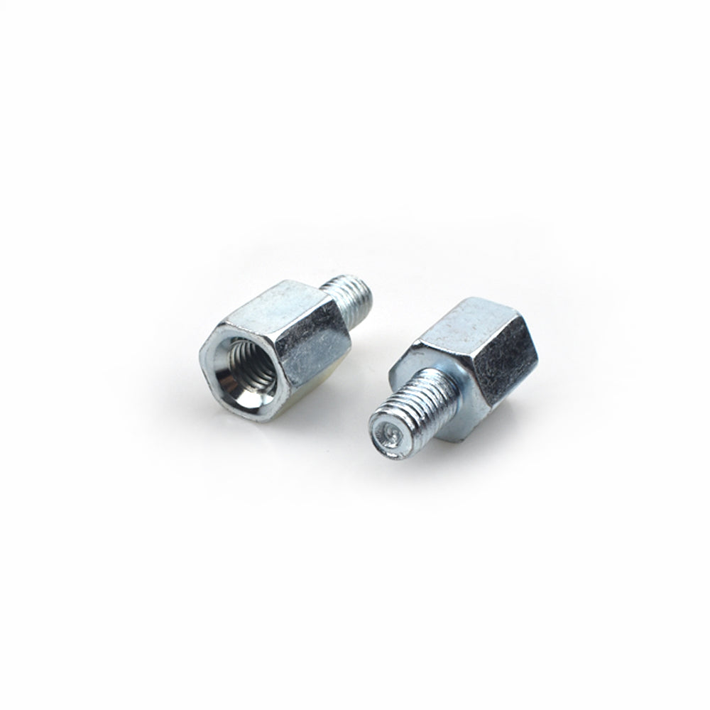 2 x Thread Reducer Motorcycle Mirror Adapters Left 8 mm to Right 8 mm - Silver