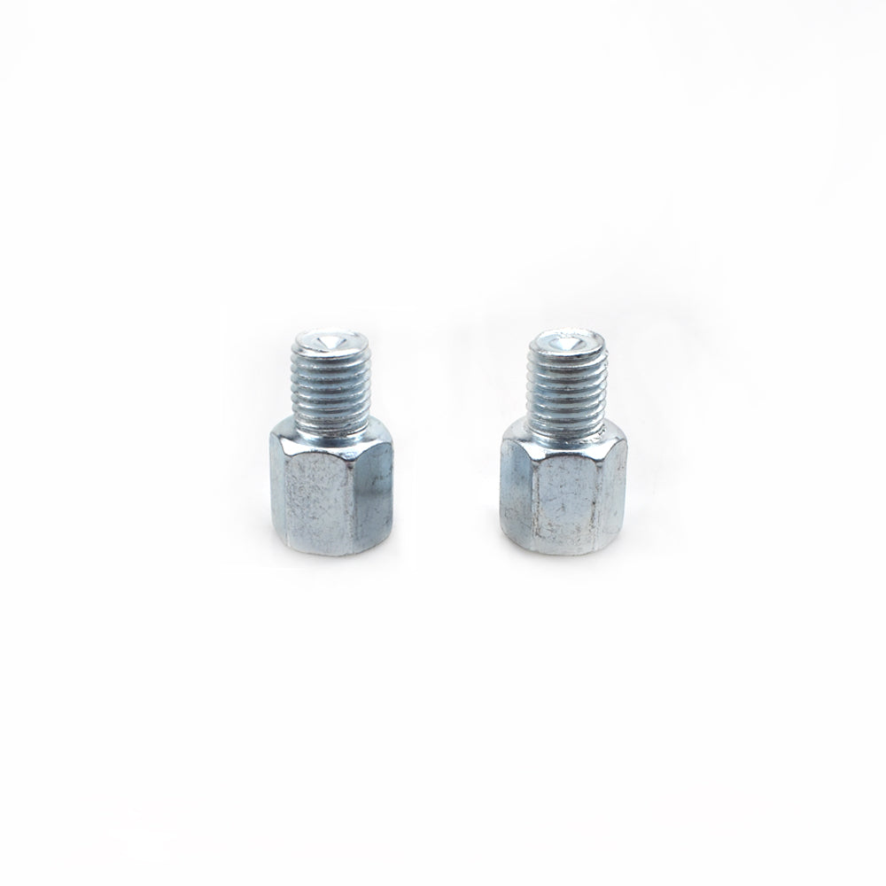 2 x Thread Reducer Motorcycle Mirror Adapters Left 10 mm to Right 8 mm - Silver