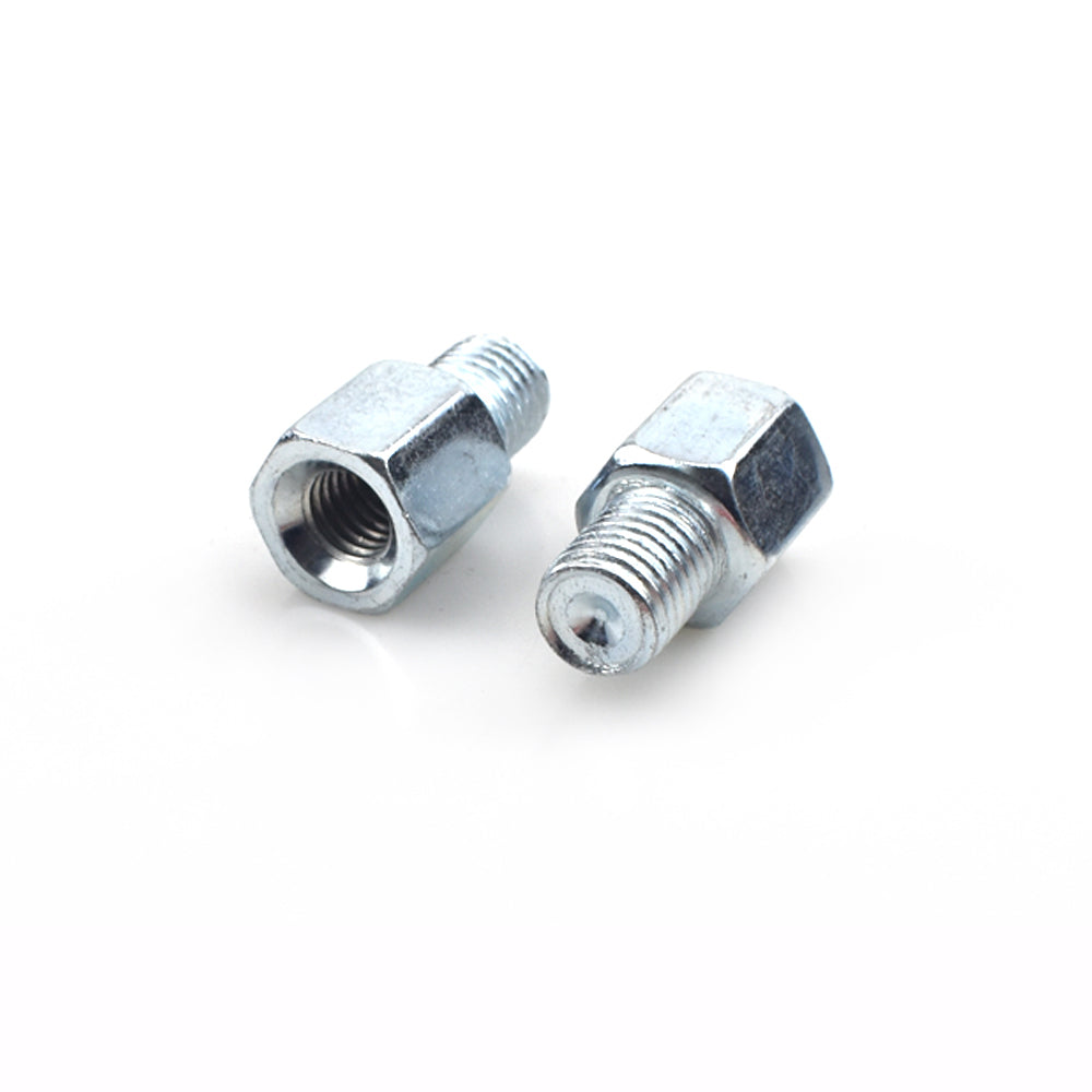 2 x Thread Reducer Motorcycle Mirror Adapters Left 10 mm to Right 8 mm - Silver