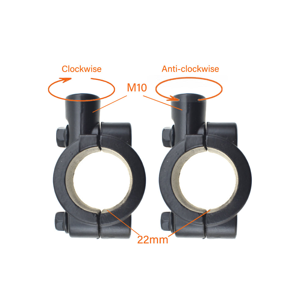 M10 Clockwise + Anti-clockwise 7/8" 22mm HandleBar Mirror Mount For Yamaha