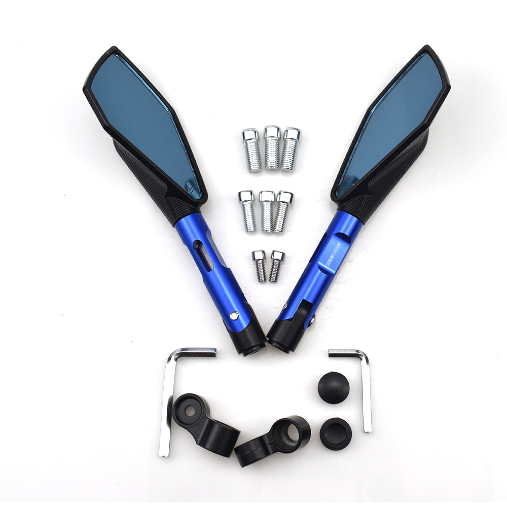 Universal CNC Motorcycle Motorbike Scooter Rear View Mirrors 8mm 10mm-Blue