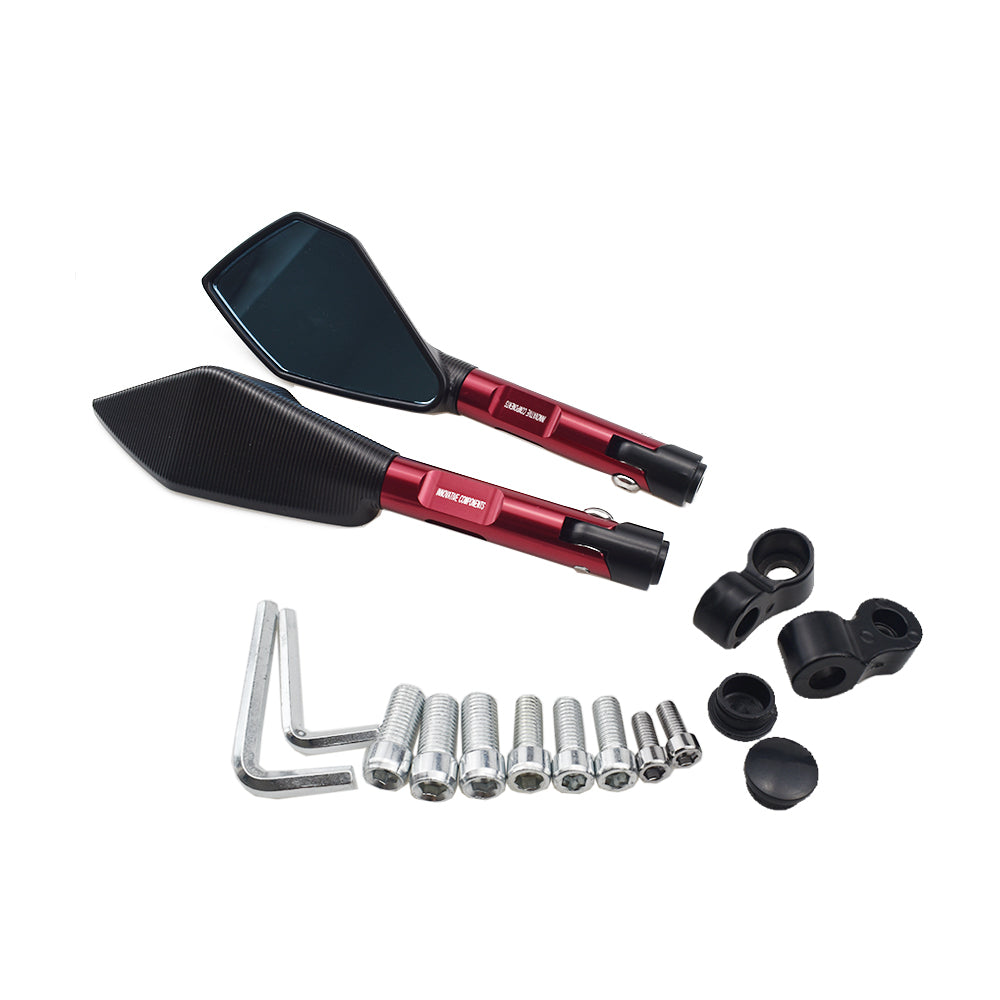 Universal CNC Motorcycle Motorbike Scooter Rear View Mirrors 8mm 10mm-Red