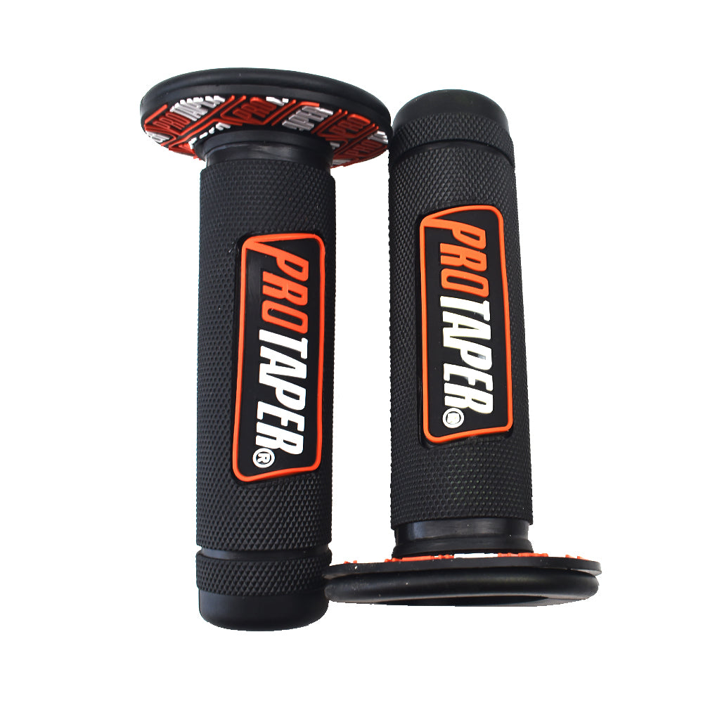 7/8"Rubber Motorcycle Hand Grip Autobike Handlebar Handle Bar ATV Dirt Motorbike-Black Orange