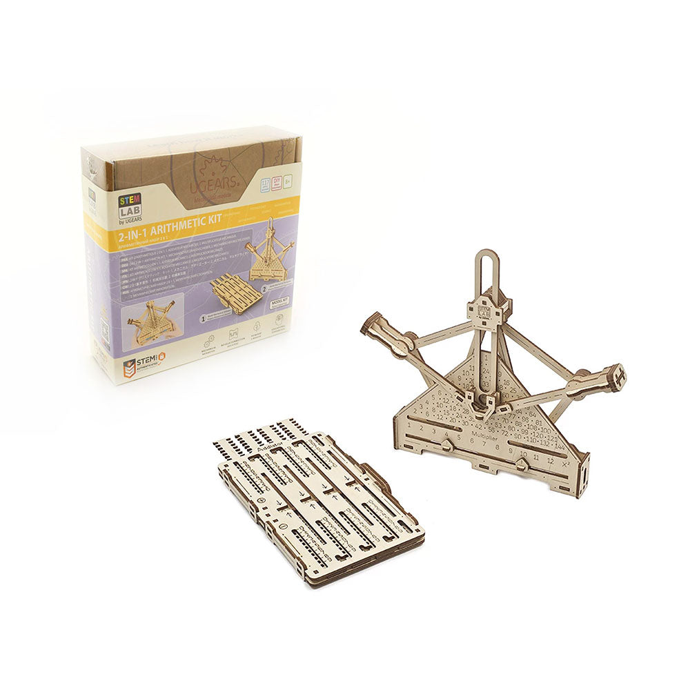 Made in Ukraine UGears Stem Lab Arithmetic DIY Mechanical Wooden Model Kit