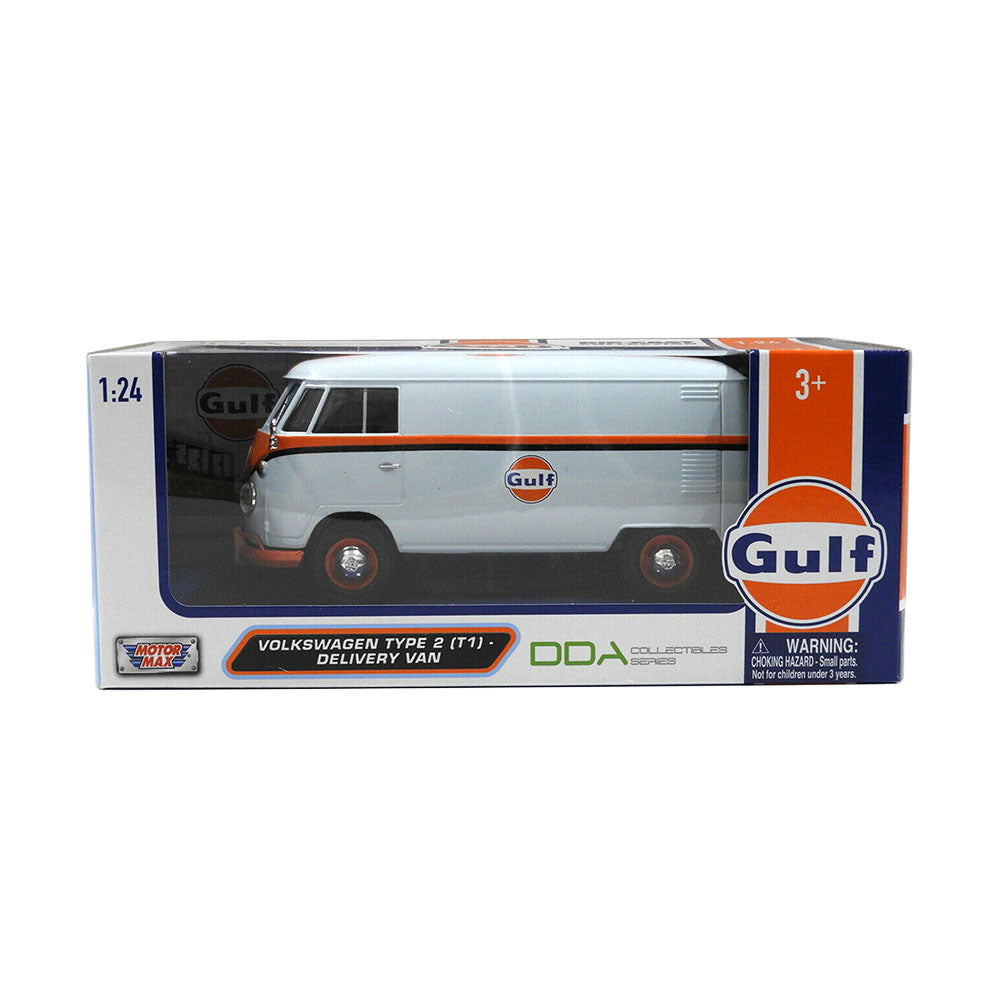 MotorMax Licensed 1:24 Scale Gulf VolksWagen Type 2 Delivery Van Model Bus