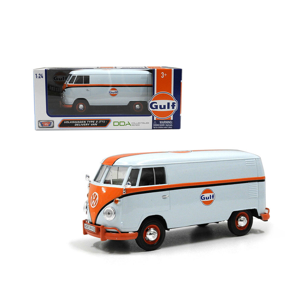 MotorMax Licensed 1:24 Scale Gulf VolksWagen Type 2 Delivery Van Model Bus