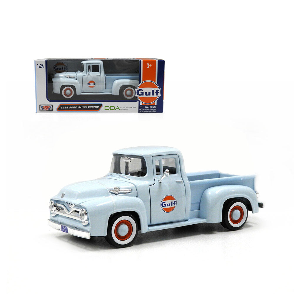 MotorMax Licensed 1:24 Scale Gulf 1955 Ford F-100 Pickup Diecast Model