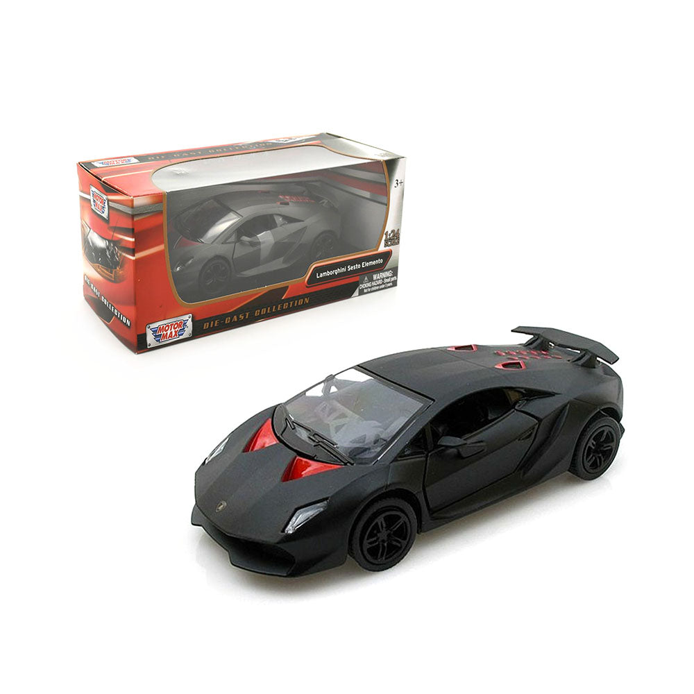 Motormax Licensed 1:24 Scale Lamborghini Sesto Elemento Matt Black Diecast Model Car