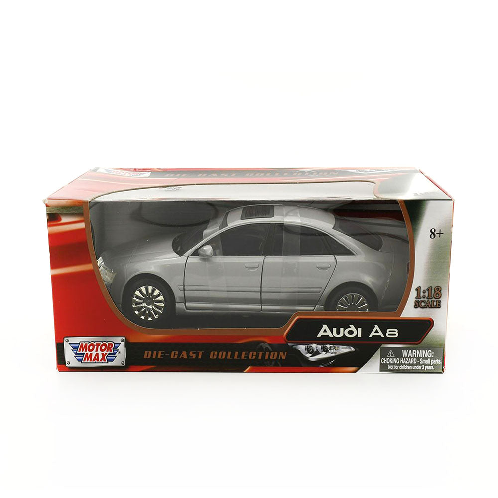 Motormax Licensed 1:18 Scale 2004 Audi A8 Silver Diecast Model Car Toy Hobby Collection