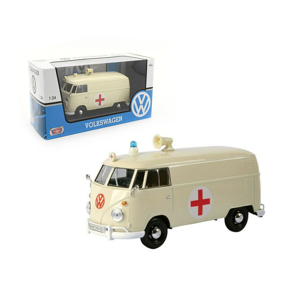 Motormax Licensed 1:24 Scale Volkswagen Type 2 Ambulance T1 Delivery Van Model Car