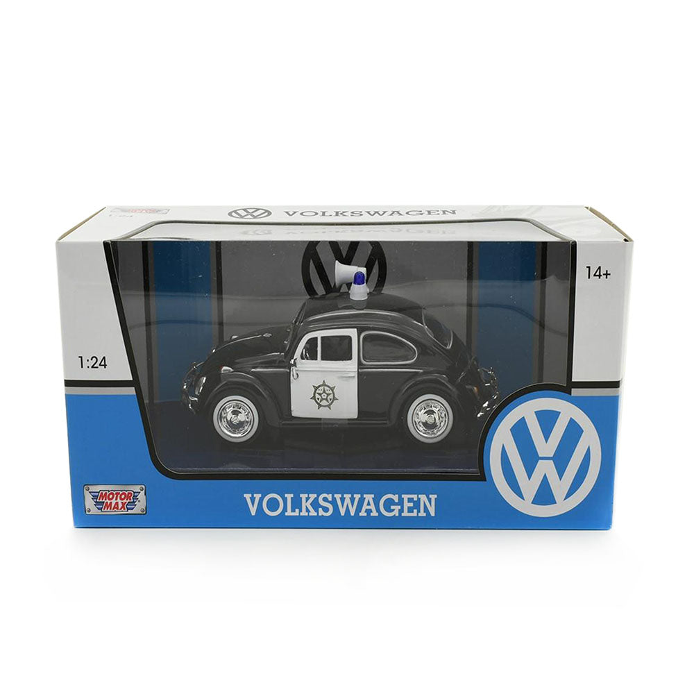 Motormax Licensed 1:24 Scale Volkswagen Beetle Police Car Black and White Model Car