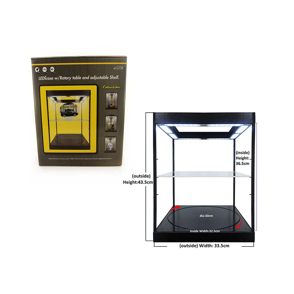King Creation Black Mirror Backed LED Rotary Showcase For Collectibles Display