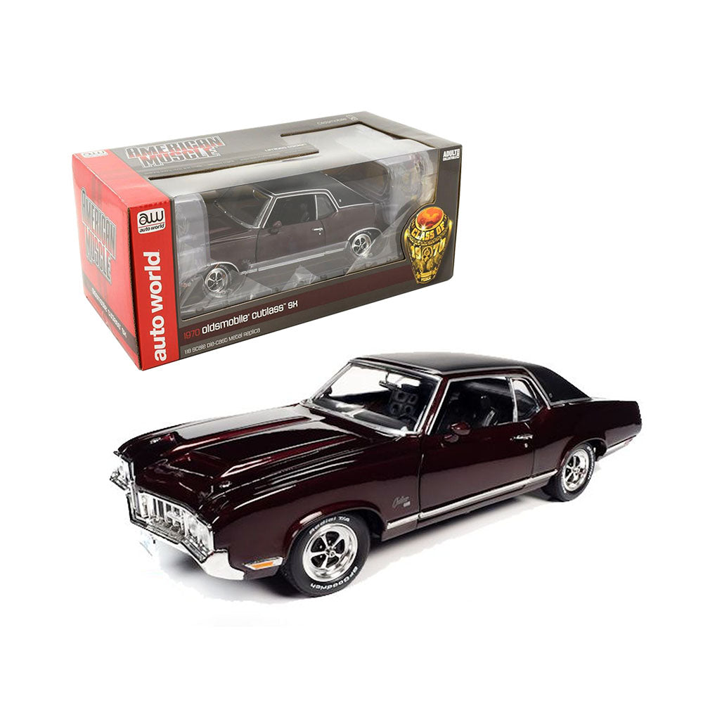 AutoWorld 1:18 Scale Olds Cutlass SX Class of 70 1970 Diecast Model Car Burgundy