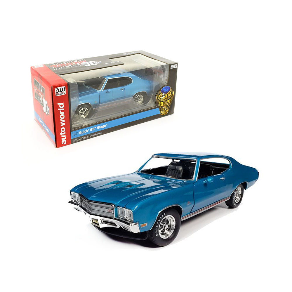 AutoWorld 1:18 Scale Buick GMD Sport S1 CO71 1971 Diecast Model Car Blue