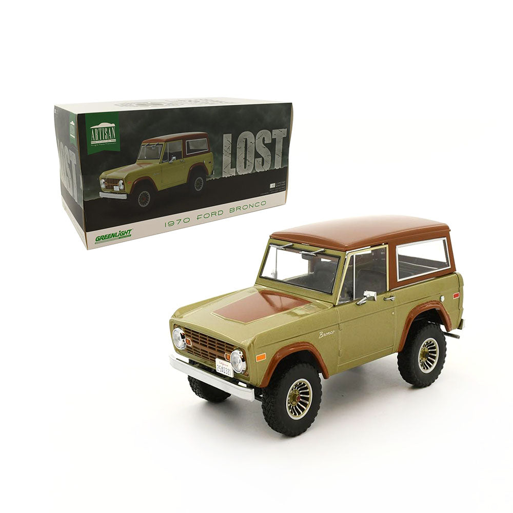 Greenlight Licensed 1:18 Scale LOST Ford Bronco Artisan Movie 1970 Diecast Model Car Taupe