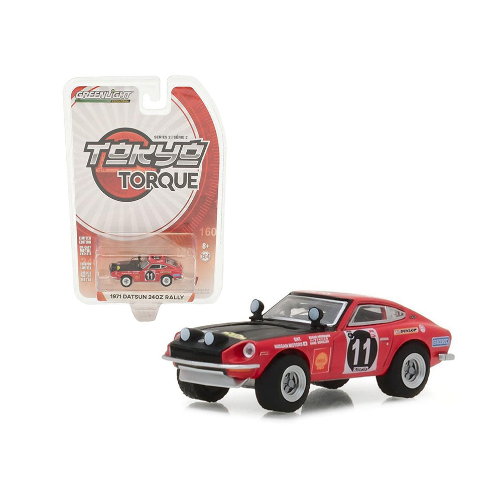 Greenlight Licensed 1:64 Scale Datsun 240Z Rally 1971 Diecast Model Car Red