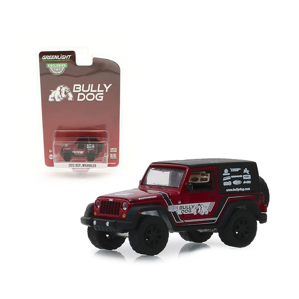 Greenlight Licensed 1:64 Scale Bully Dog Jeep Wrangler 2012 Diecast Model Car Red & Black