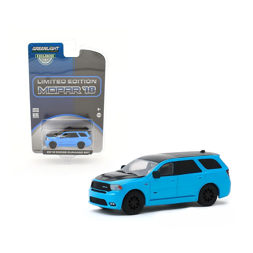 Greenlight Licensed 1:64 Scale Mopar 18 Dodge Durango SRT Pearl Coat 2018 Diecast Model Car Blue