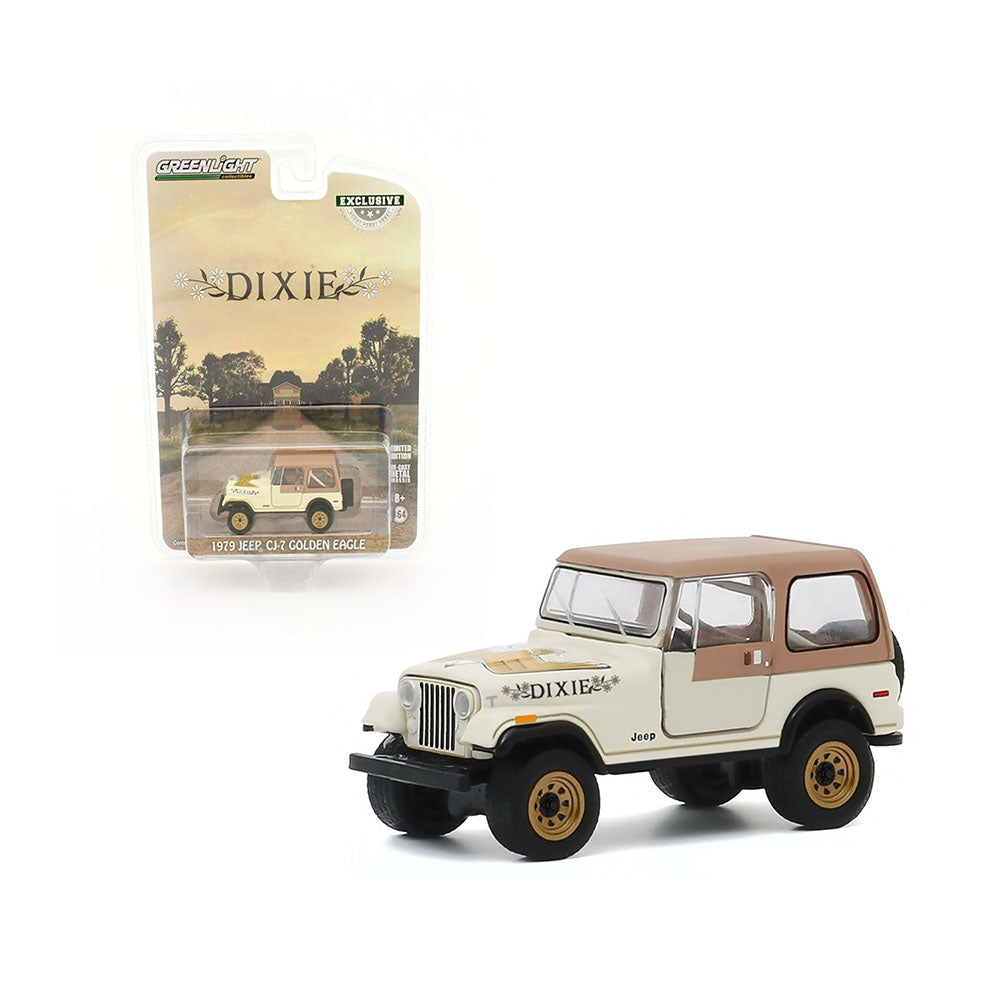 Greenlight Licensed 1:64 Scale Jeep CJ-7 Golden Eagle Dixie 1979 Diecast Model Car