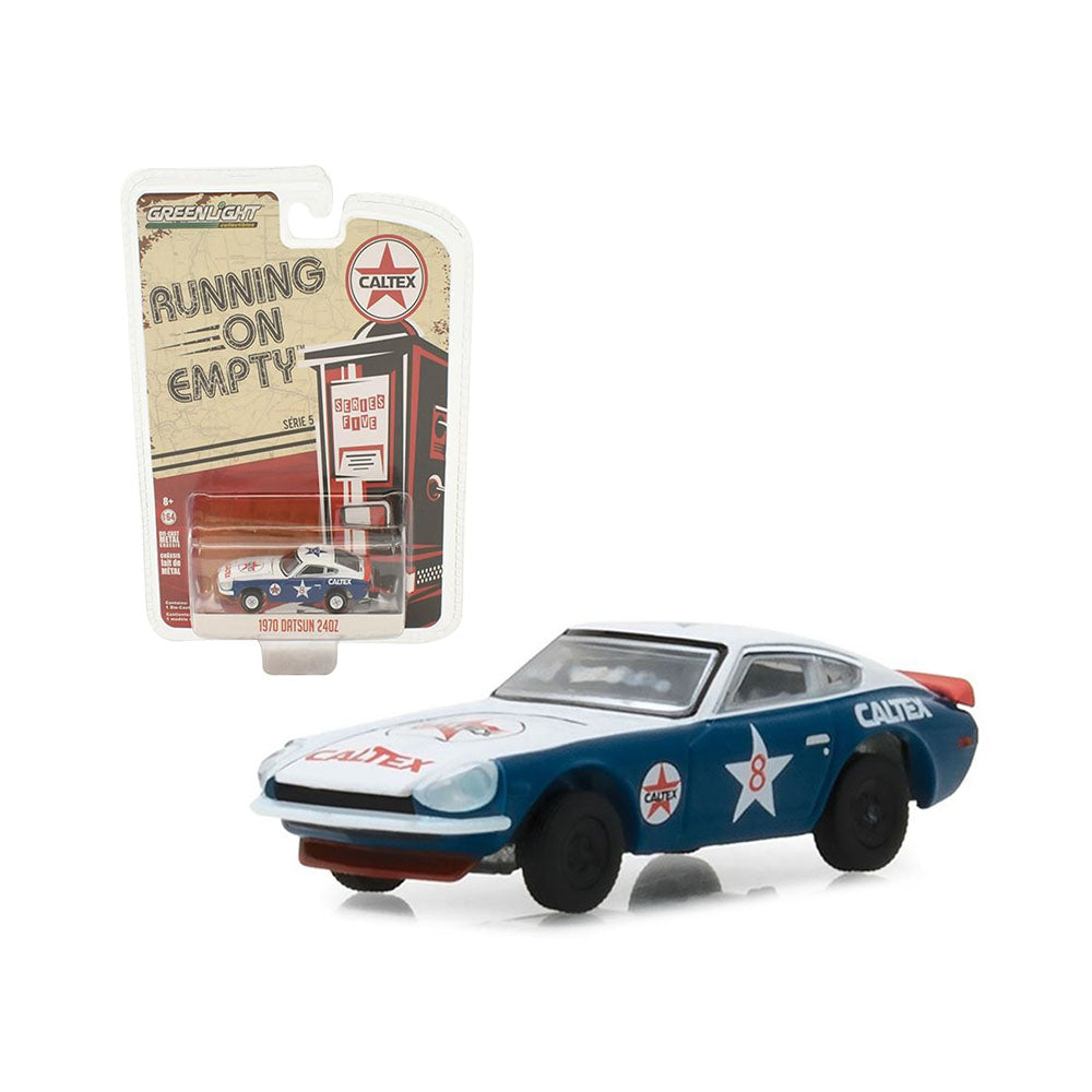 Greenlight Licensed 1:64 Scale Datsun 240Z Caltex 1970 Diecast Model Car Blue & White