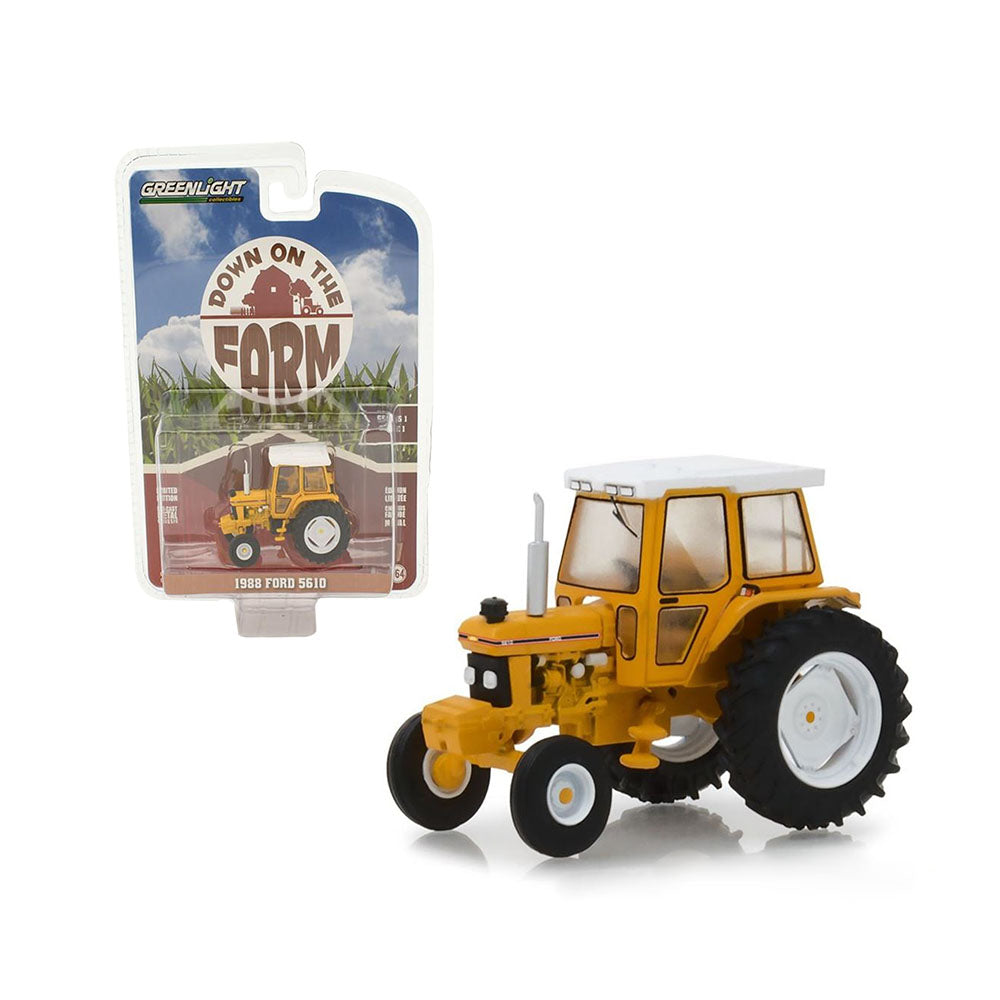 Greenlight Licensed 1:64 Scale Ford 5610 Tractor 1988 Diecast Model Car Yellow & White