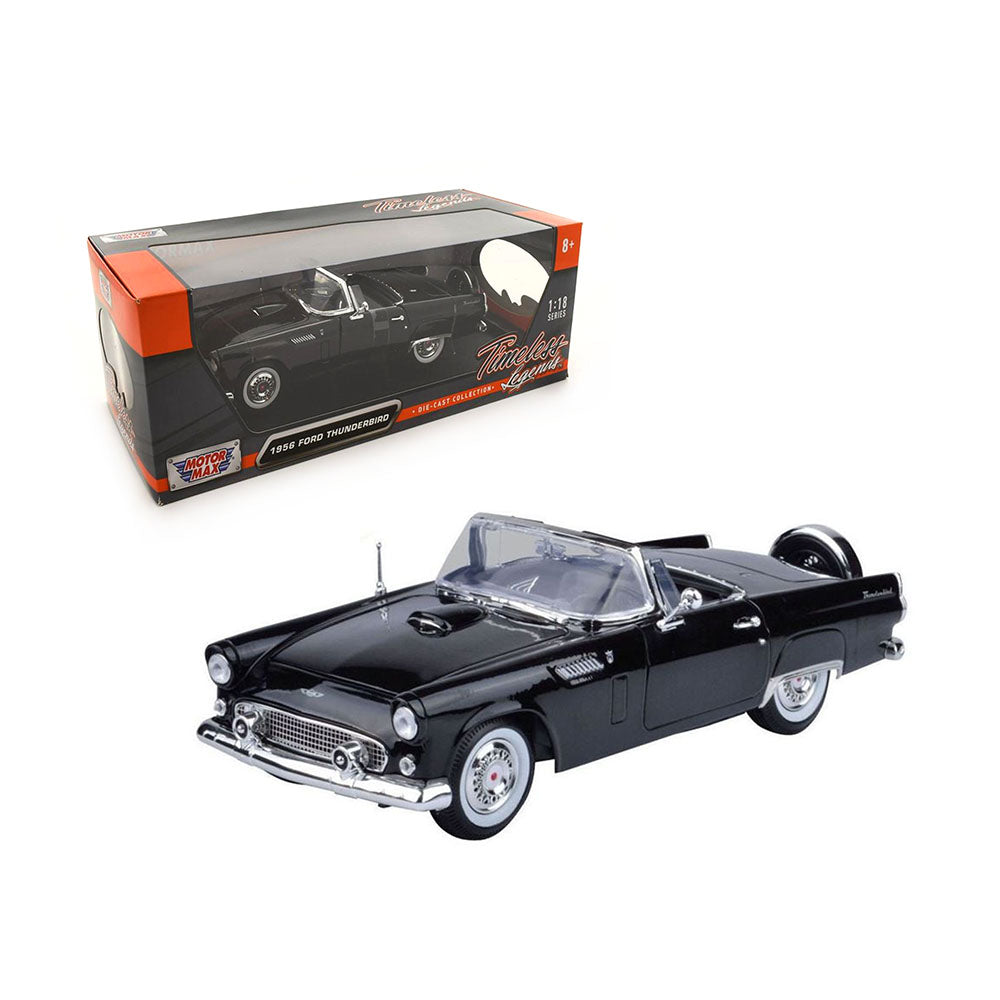 Motormax Licensed 1:18 Scale Ford Thunderbird 1956 Diecast Model Car Black