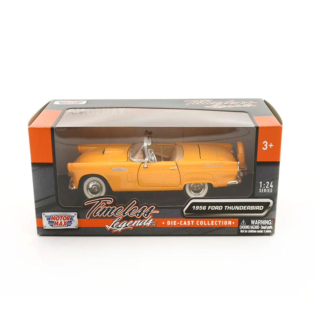 Motormax Licensed 1:24 Scale Ford Thunderbird Convertible 1956 Diecast Model Car Yellow