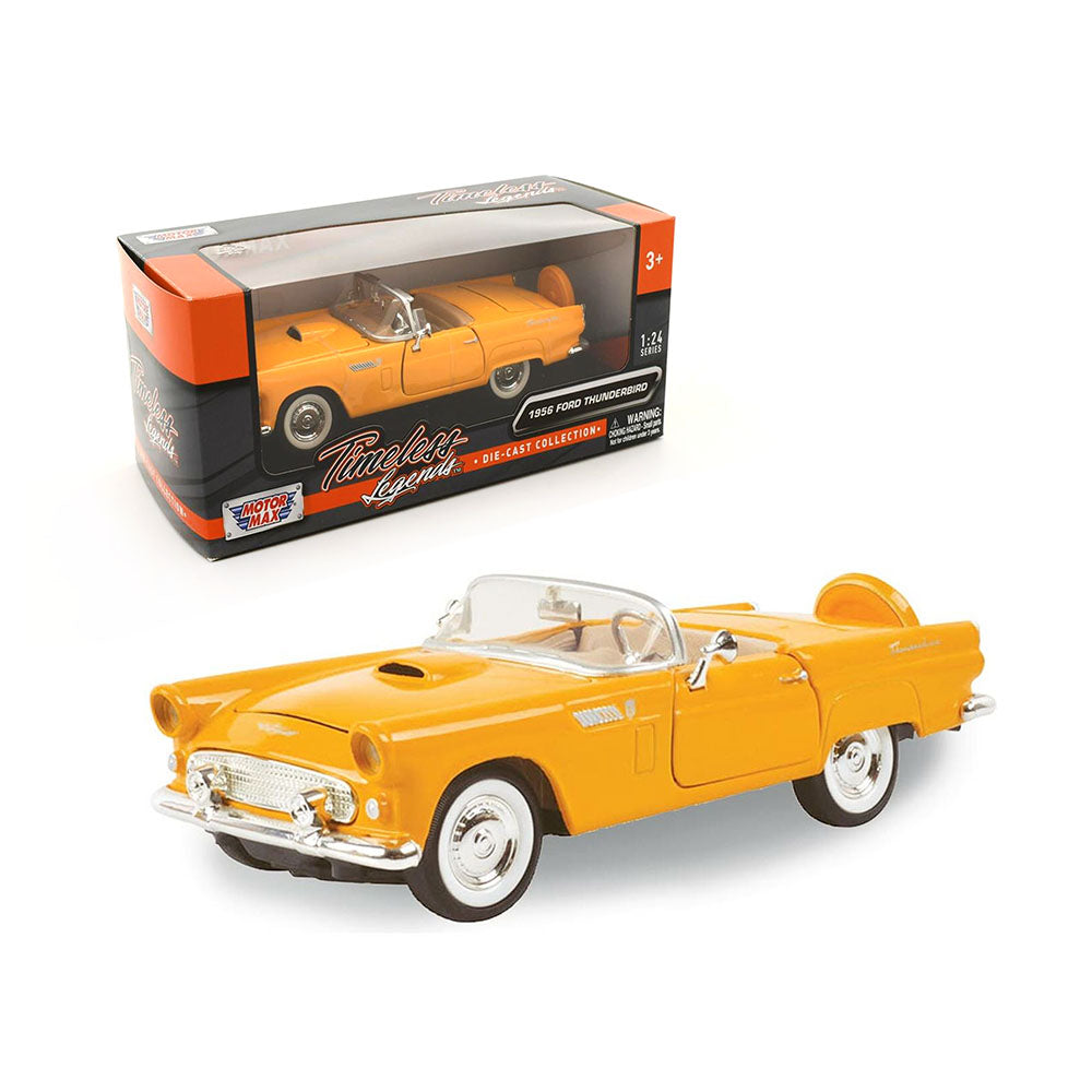 Motormax Licensed 1:24 Scale Ford Thunderbird Convertible 1956 Diecast Model Car Yellow