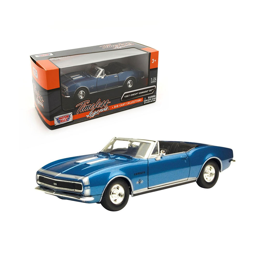Motormax Licensed 1:24 Scale Chevy Camaro Convertible 1967 Diecast Model Car Blue