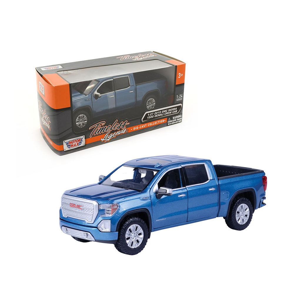 Motormax Licensed 1:27 Scale GMC Sierra 1500 Denali Crew Cab 2019 Diecast Model Car Blue