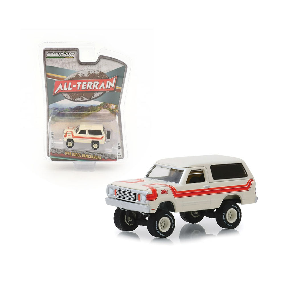 Greenlight Licensed 1:64 Scale Dodge Ramcharger 1978 Diecast Model Car White & Orange