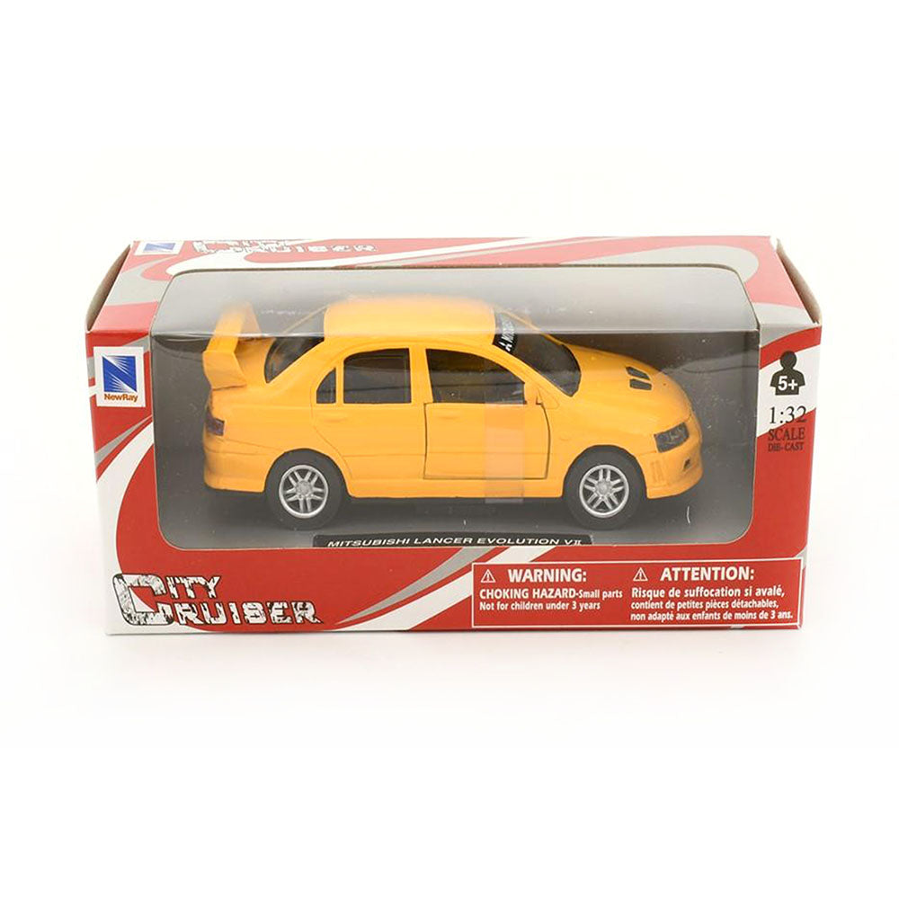 NewRay Licensed 1:32 Scale Mitsubishi Lancer Evo VII Diecast Model Car Yellow