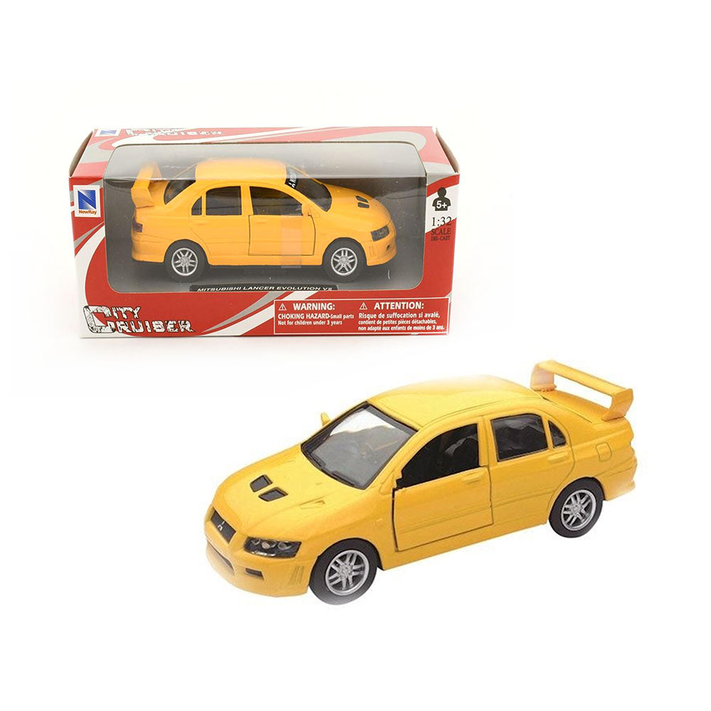 NewRay Licensed 1:32 Scale Mitsubishi Lancer Evo VII Diecast Model Car Yellow