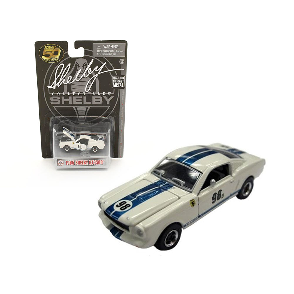 Shelby Licensed 1:64 Scale Shelby GT350R #98B 1965 Diecast Model Car White & Blue