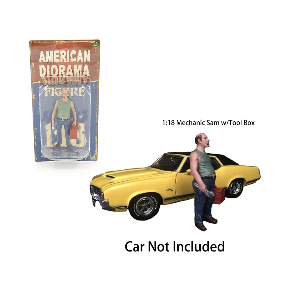 American Diorama 1:18 Scale Sam With Tool Box Mechanic Figure Accessory Model Toy