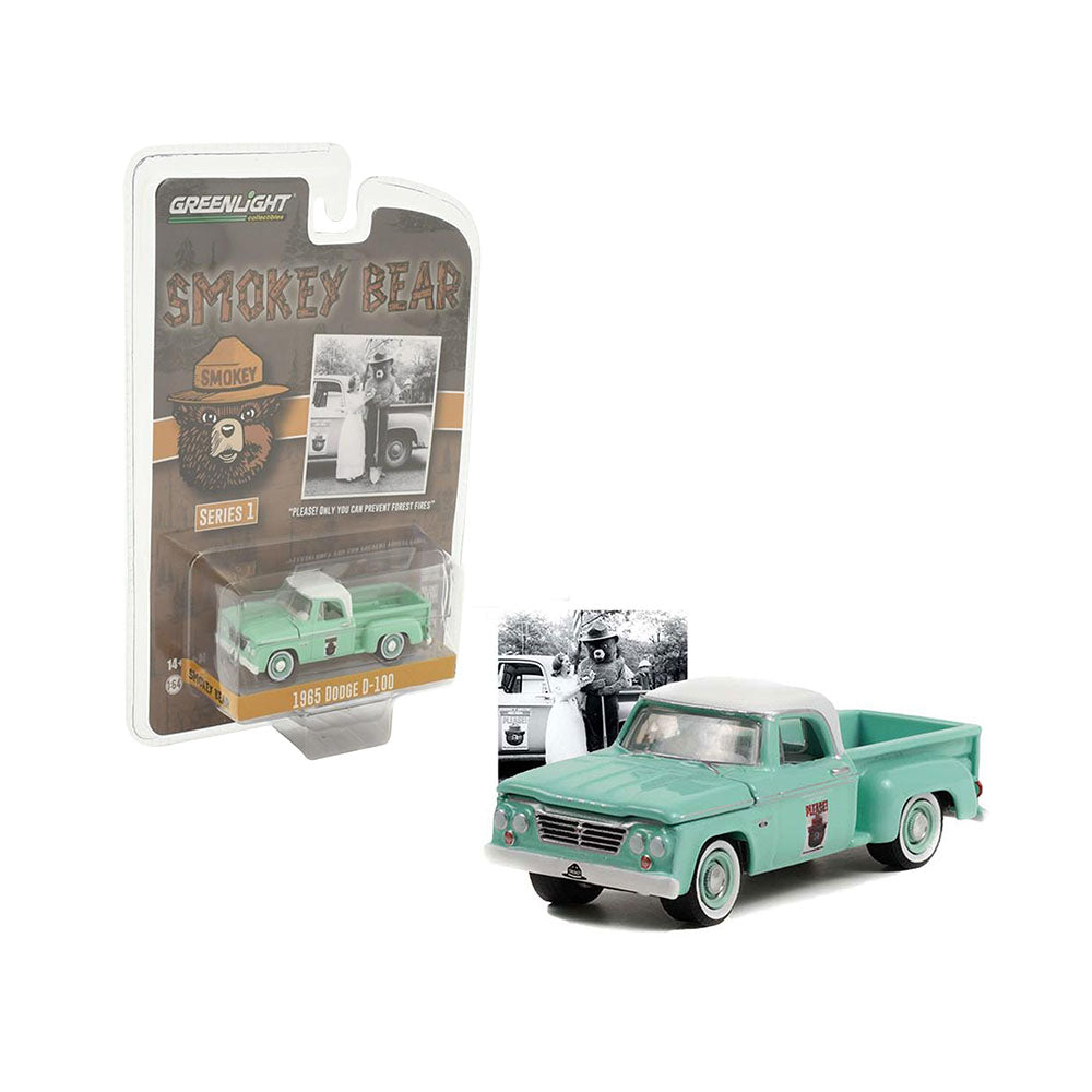 Greenlight Licensed 1:64 Scale Dodge D-100 1965 Diecast Model Car Turquoise & White