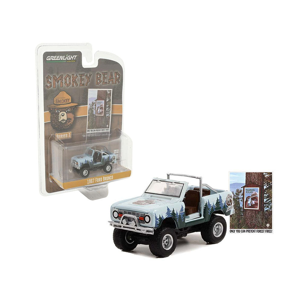 Greenlight Licensed 1:64 Scale Ford Bronco 1967 Diecast Model Car Blue