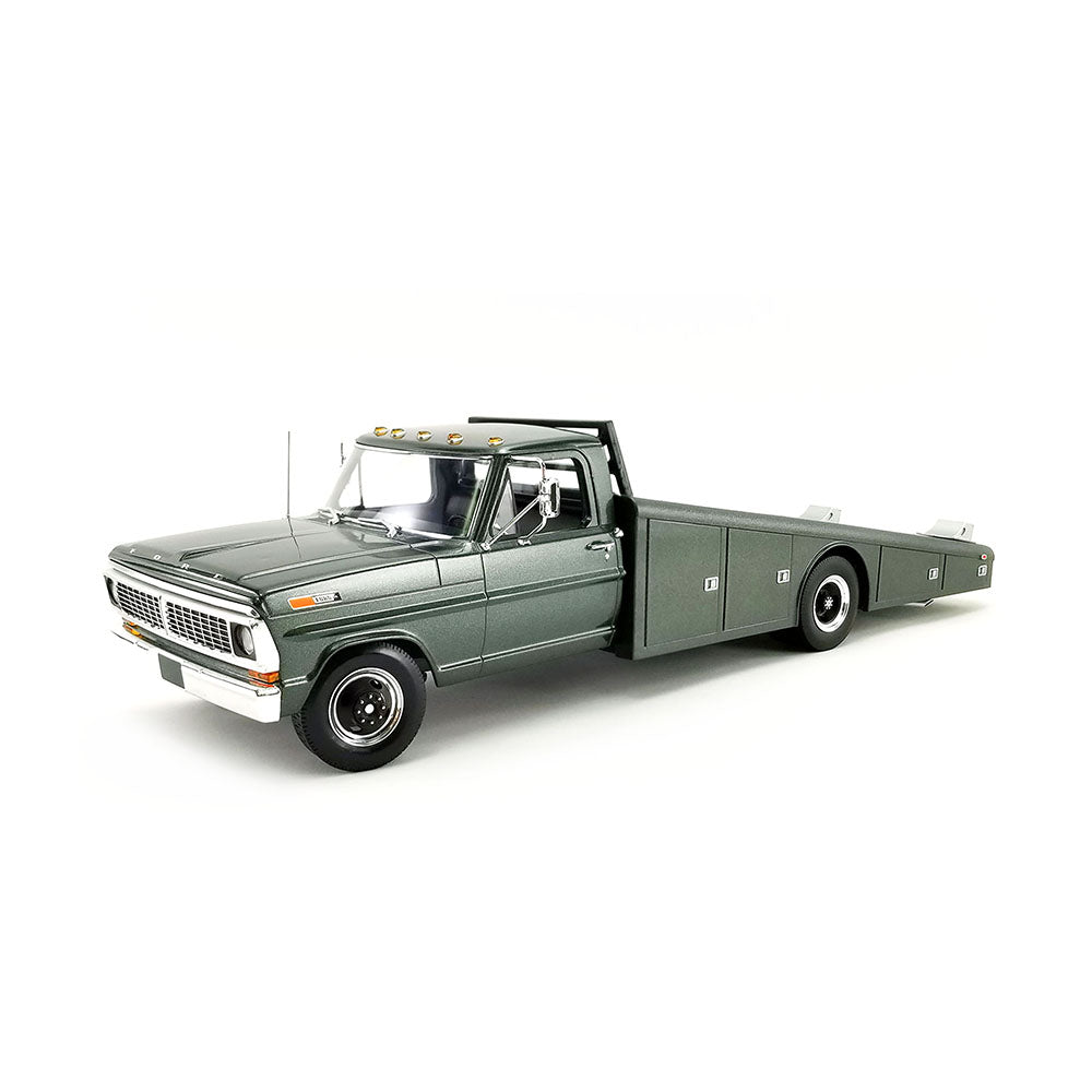 Acme Licensed 1:18 Scale Ford F-350 Ramp Truck 1970 Diecast Model Toy Highland Green
