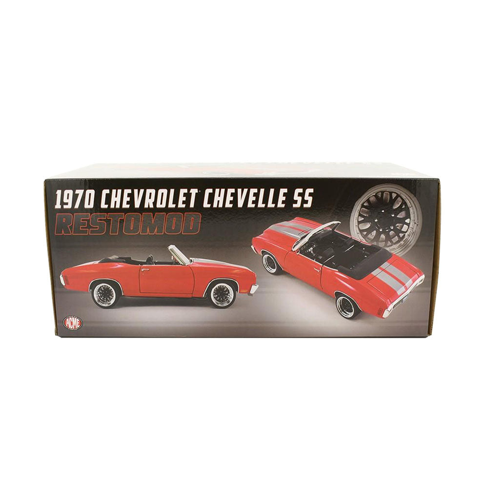 Acme Licensed 1:18 Scale Chevrolet Chevelle Convertible Restomod 1970 Diecast Model Car Red