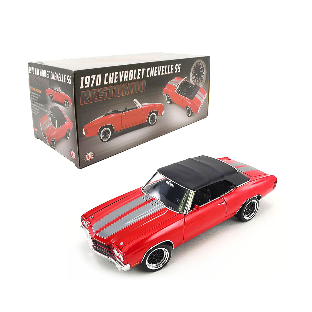 Acme Licensed 1:18 Scale Chevrolet Chevelle Convertible Restomod 1970 Diecast Model Car Red