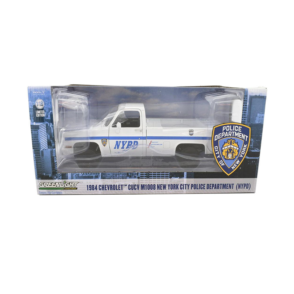 Greenlight Licensed 1:18 Scale NYPD Chevrolet CUCV M1008 Police 1984 Diecast Model Car