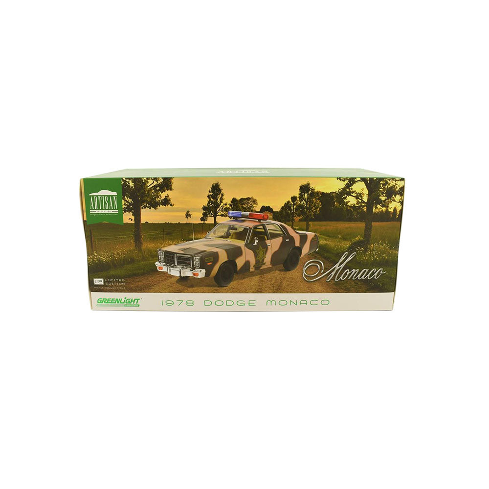 Greenlight Licensed 1:18 Scale Hazzard County Camouflaged Sheriff Dodge Monaco 1978 Model Car