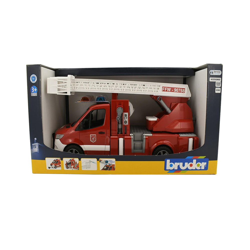 Bruder Licensed 1:16 Scale Mercedes G3 Sprinter Fire Engine With Ladder Model Toy Red