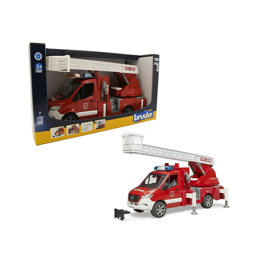 Bruder Licensed 1:16 Scale Mercedes G3 Sprinter Fire Engine With Ladder Model Toy Red