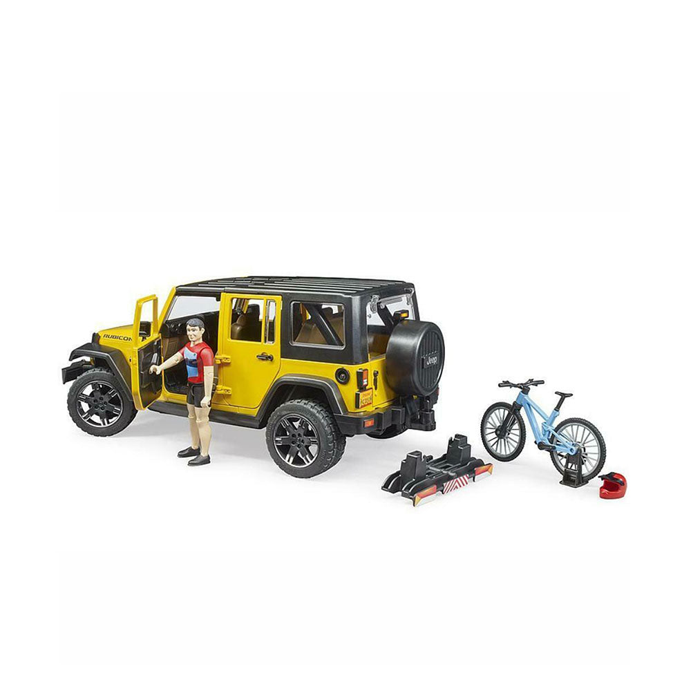 Bruder Licensed 1:16 Scale Jeep Wrangler Rubicon Unltmd 1 Mountain Bike + Cyclist