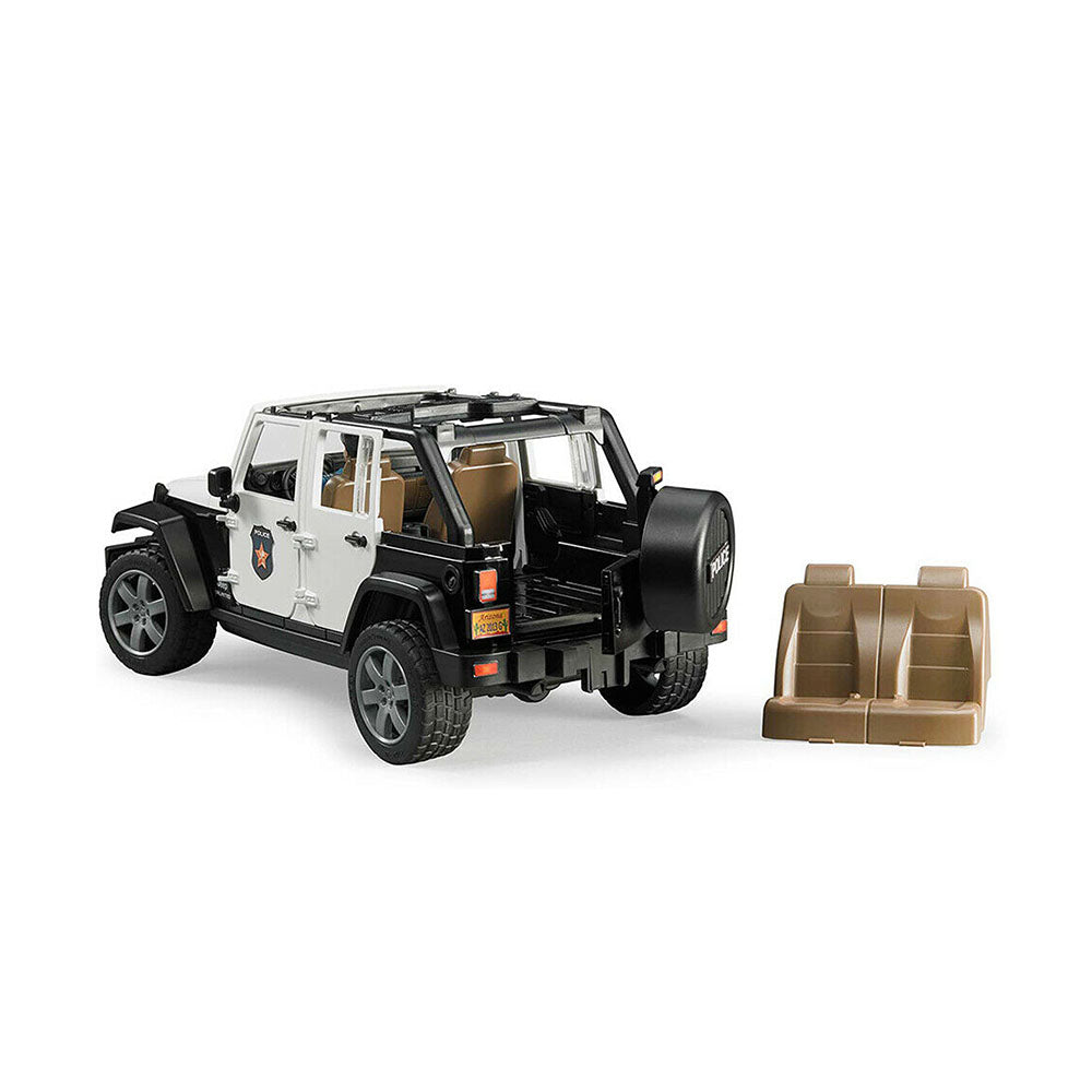 Bruder Licensed 1:16 Scale Jeep Wrangler Rubicon Police Vehicle With Policeman & Accessories Model Toy